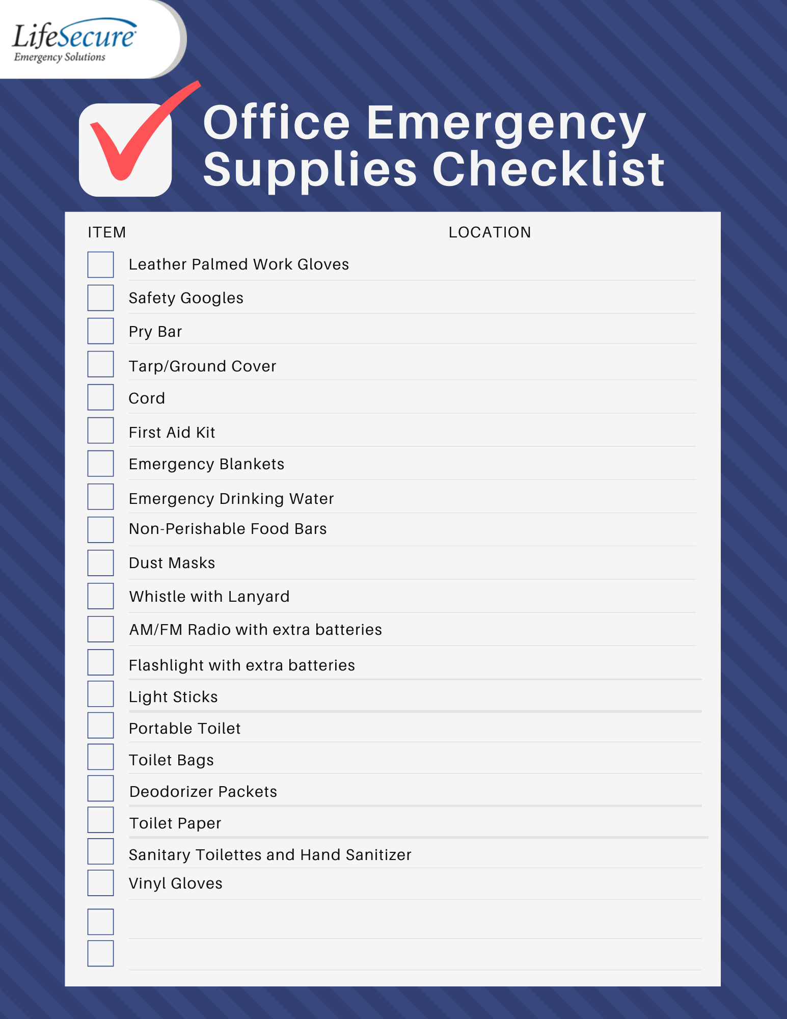 Office Emergency Kit Checklist LifeSecure Emergency Solutions