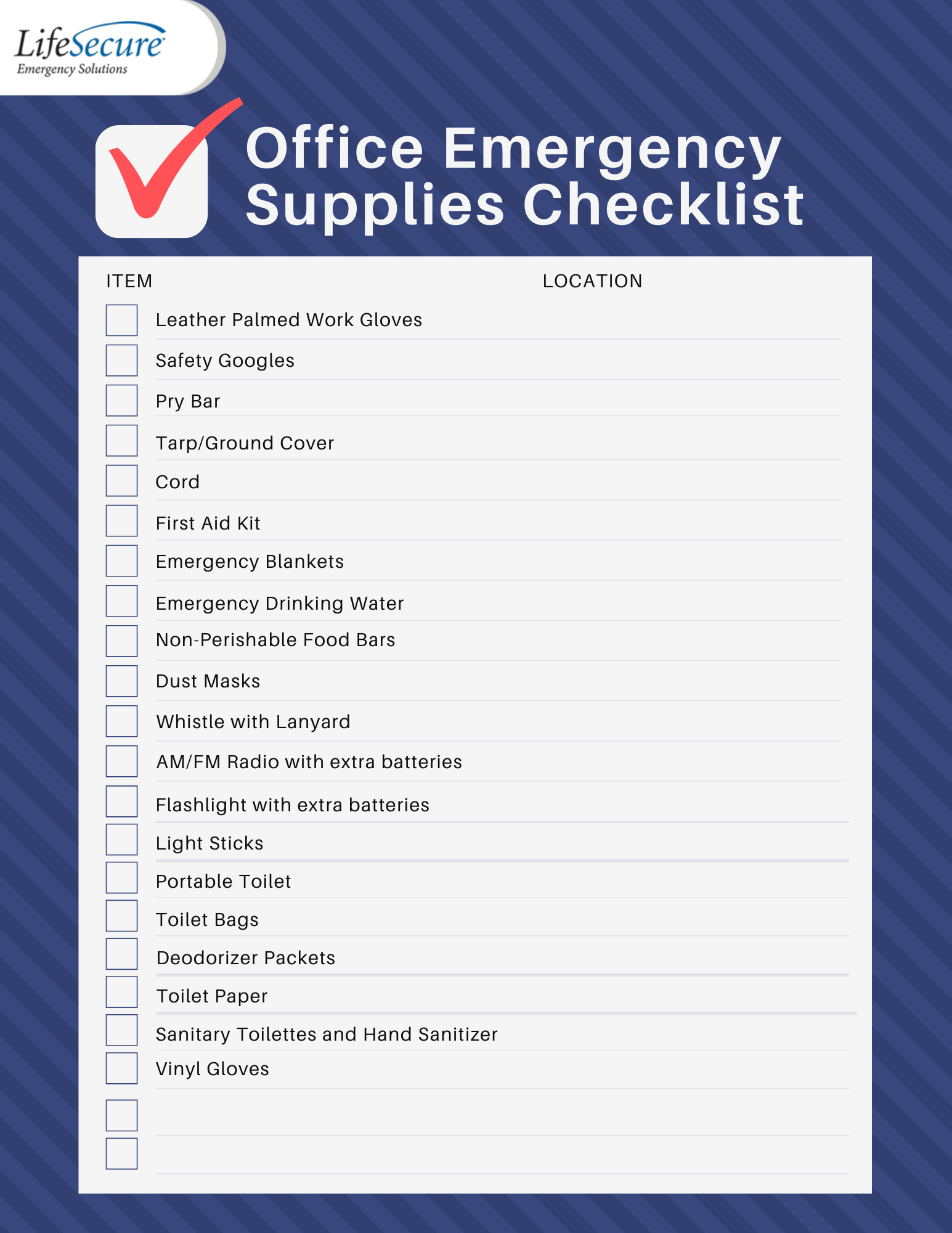 Office Emergency Supplies Checklist - LifeSecure